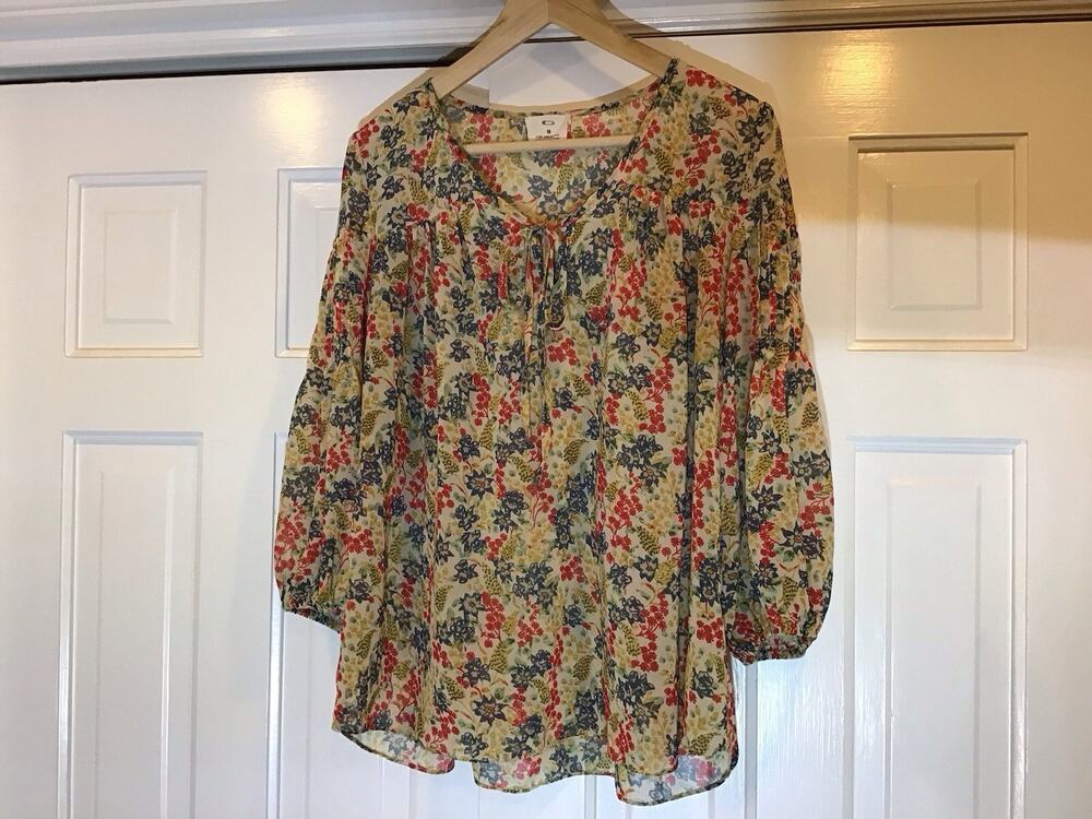 Anthropologie Pins & Needles Floral Flowy Boho Top Women’s Sz M Coastal Cowgirl